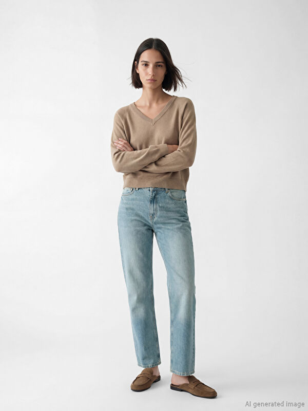 LCW Jeans Yüksek Bel Straight Fit Kadın Jean Pantolon