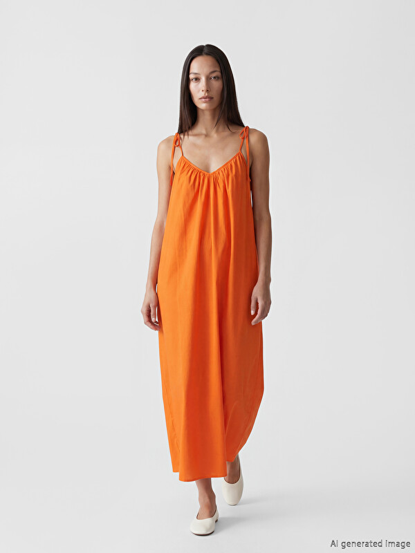 LCWAIKIKI Classic V Neck Strappy A Form Dress