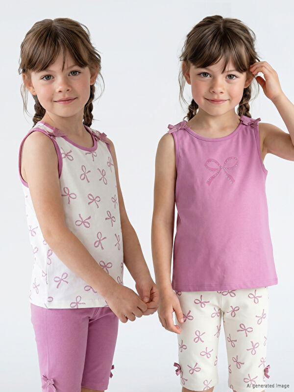 LCW Kids Fiyonk Baskılı Kız Çocuk Atlet 2'li