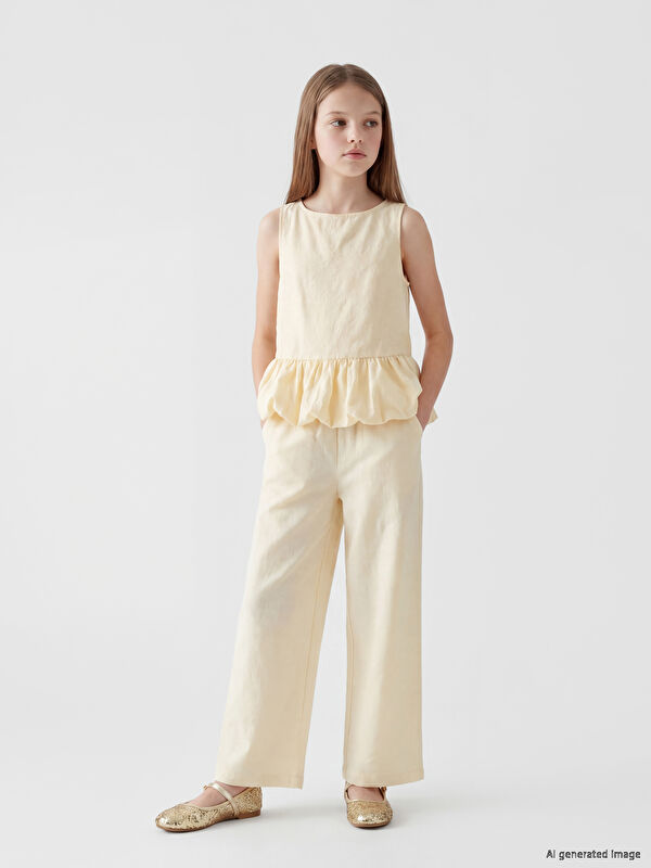 LCW Kids Kız Çocuk Armürlü Pantolon