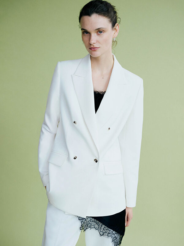 LCW Vision Kruvaze Yaka Krep Kadın Blazer Ceket