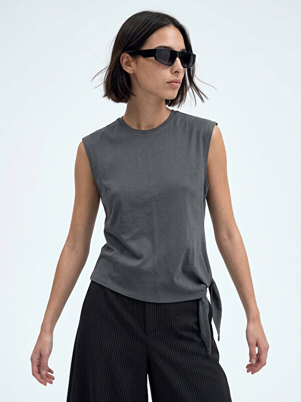 LCW Vision Crew Neck Tie Detail Women's T-Shirt
