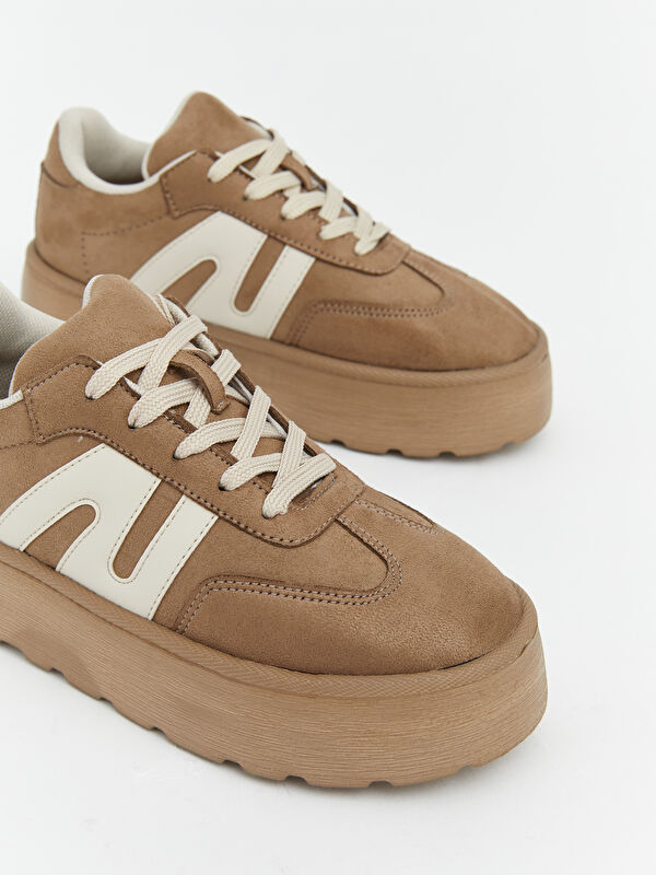 Lcw Steps Bej Lcw Steps Süet Görünümlü Kalın Tabanlı Kadın Spor Ayakkabı