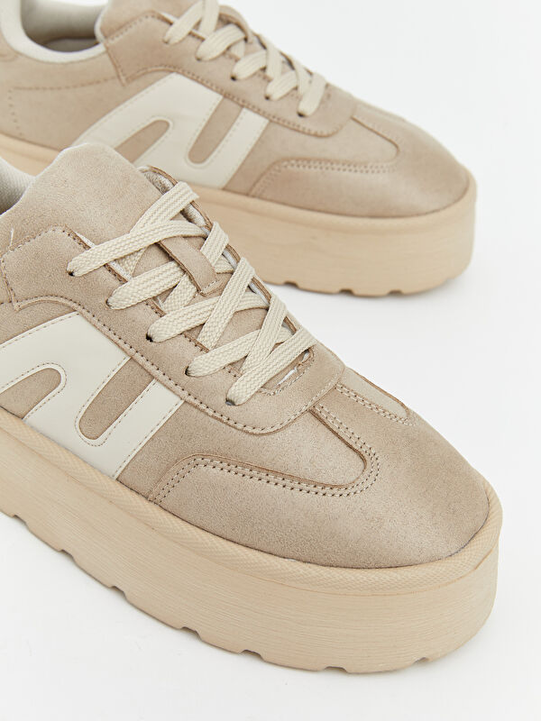 Lcw Steps Bej Lcw Steps Süet Görünümlü Kalın Tabanlı Kadın Spor Ayakkabı