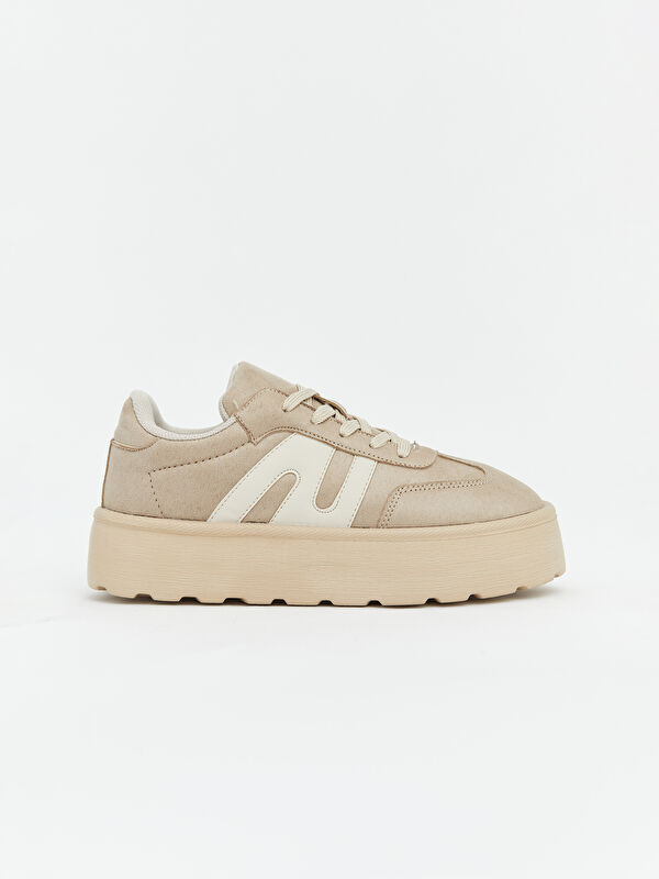 Lcw Steps Bej Lcw Steps Süet Görünümlü Kalın Tabanlı Kadın Spor Ayakkabı