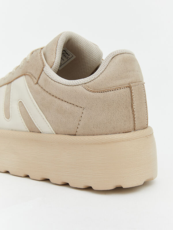 Lcw Steps Bej Lcw Steps Süet Görünümlü Kalın Tabanlı Kadın Spor Ayakkabı