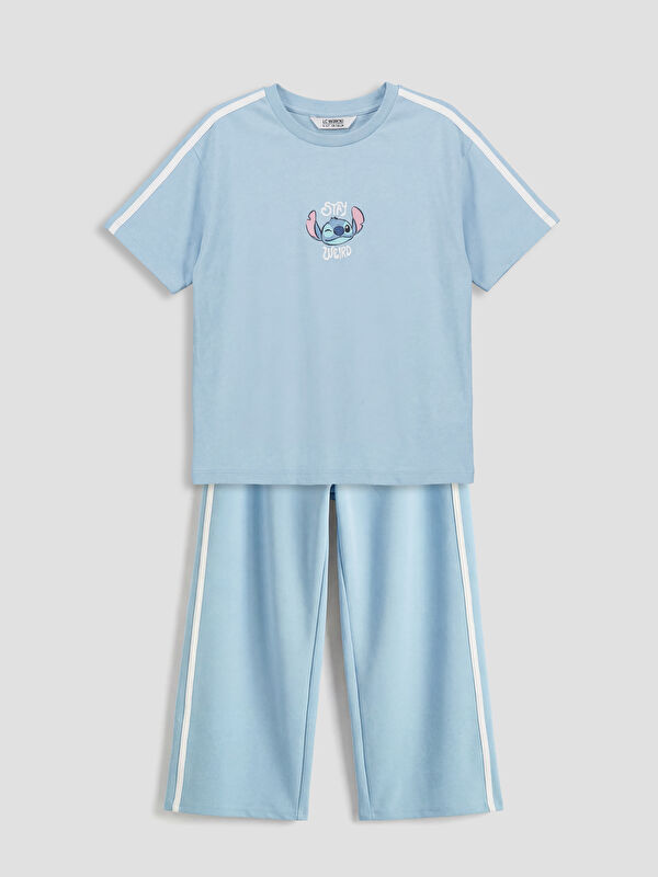 LCW Kids Stitch Baskılı Kız Çocuk Tişört ve Eşofman Altı