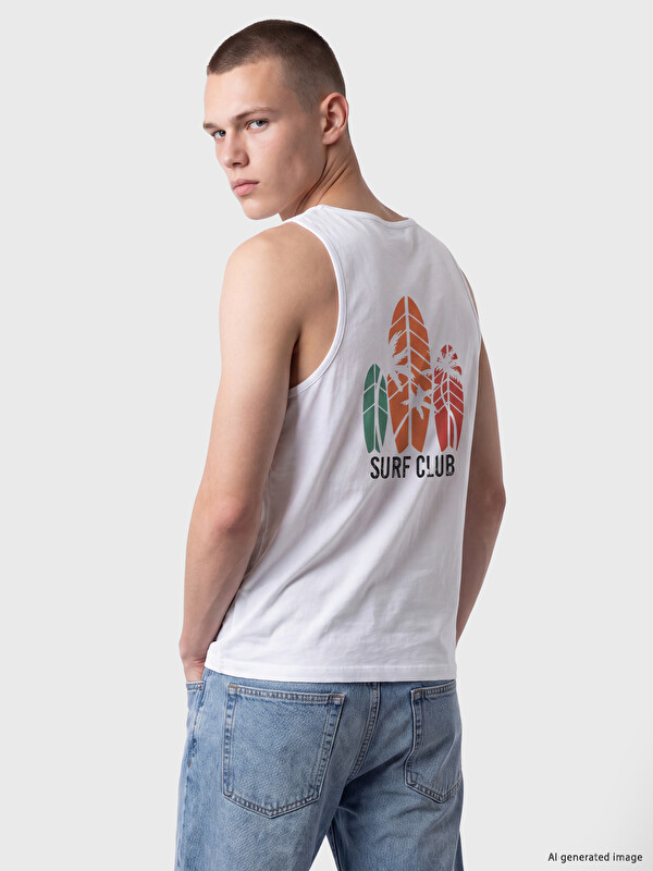LCW SWIMWEAR Bisiklet Yaka Baskılı Erkek Kolsuz Tişört
