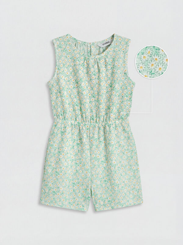 LCW Kids Crew Neck Floral Girls' Jumpsuit