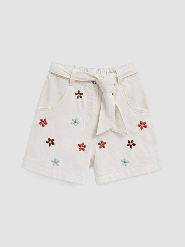 LCW Kids Embroidered Girls' Belted Skort