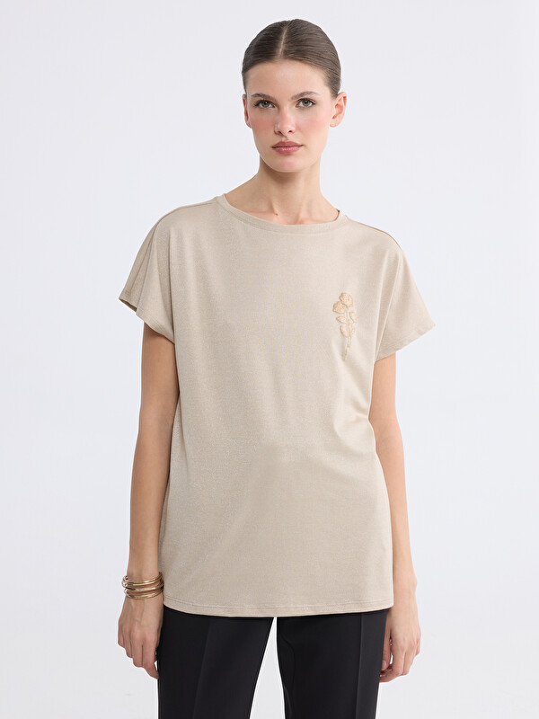 LCW EVERYDAY Crew Neck Embroidered Women's T-Shirt