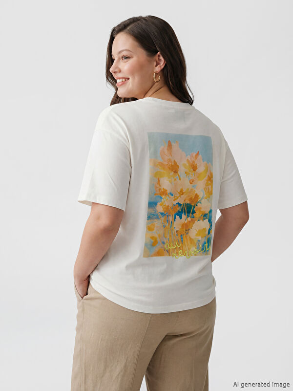LCW Vision Crew Neck Printed Oversize Women's T-Shirt