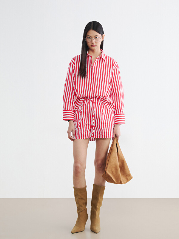 LCW Vision Elastic Waist Striped Women's Shorts