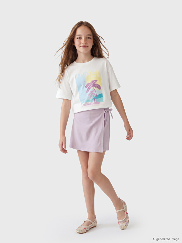 LCW Kids Kısa Kollu Kız Çocuk Tişört ve Tayt