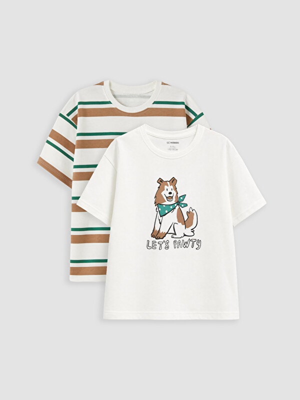 LCW Kids Baskılı Erkek Çocuk Tişört 2'li
