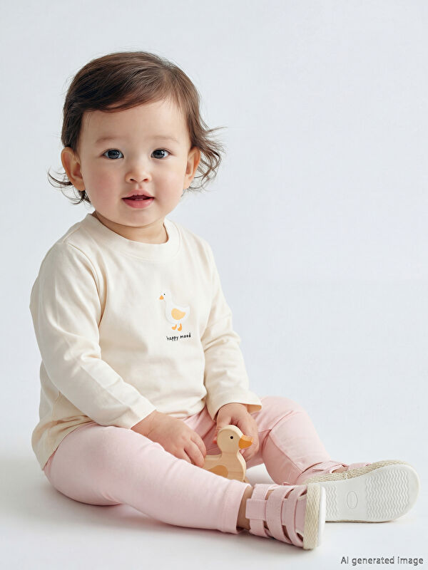 LCW baby Baskılı Kız Bebek Tişört ve Tayt