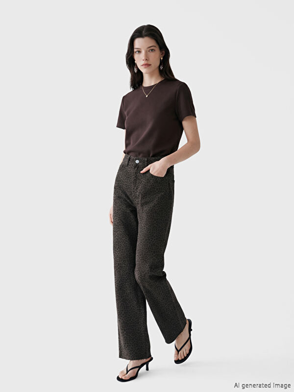 LCW Comfort Leopar Desenli Kadın Jean Pantolon