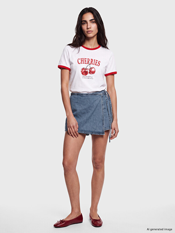 LCW Jeans تنورة شورت جينز نسائية برباط خصر