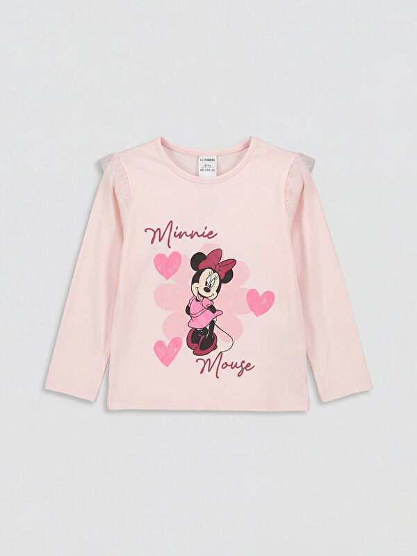 LCW Kids Bisiklet Yaka Minnie Mouse Baskılı Kız Çocuk Tişört
