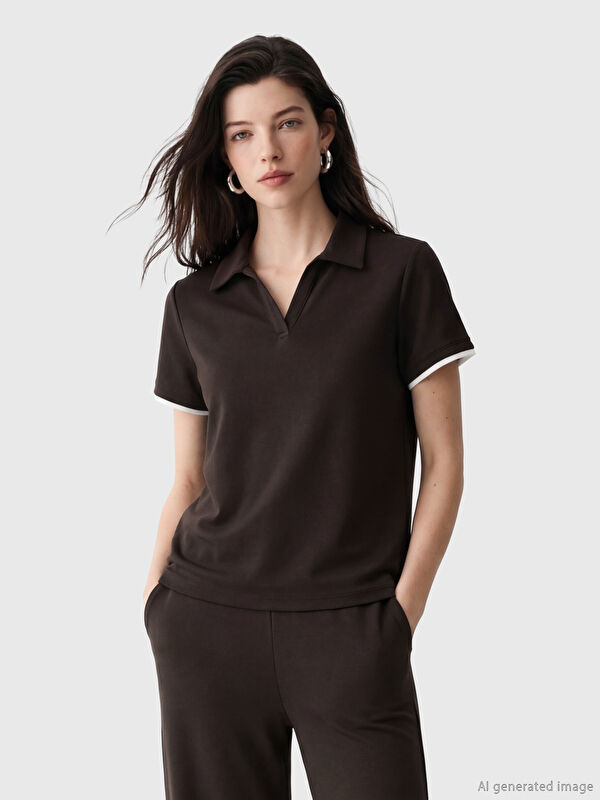 LCW Comfort поло жағалы жұмсақ жанасымды әйелдер футболкасы
