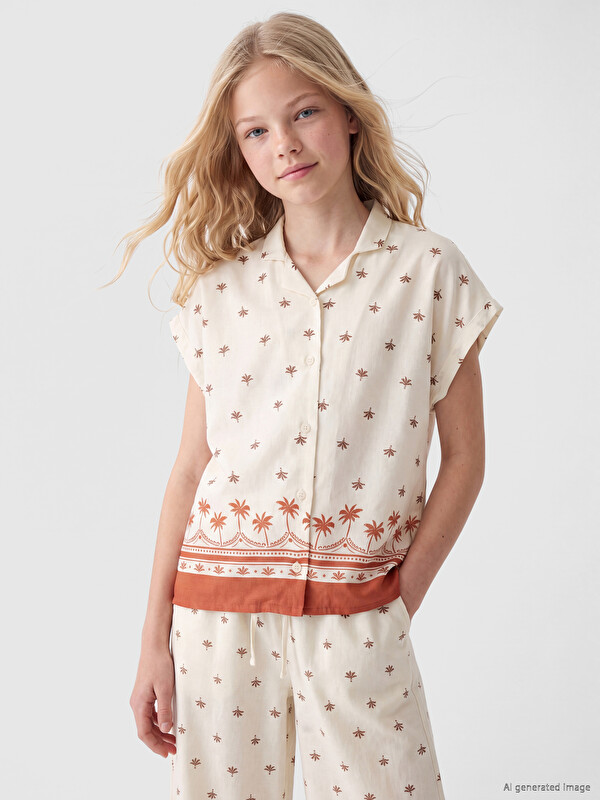 LCW Kids Patterned Girls' Shirt