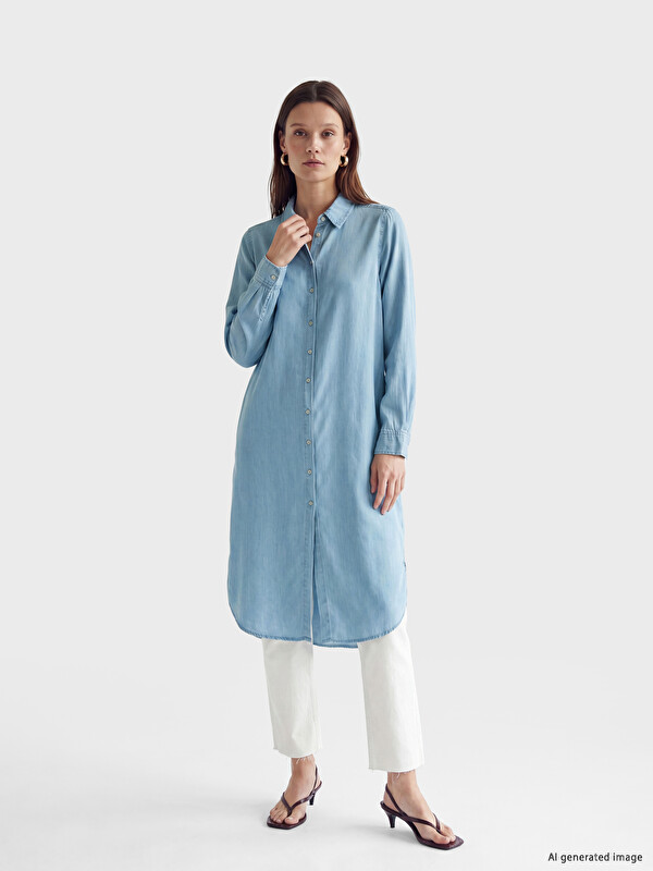 LCW Modest Women's Jean Shirt Tunic