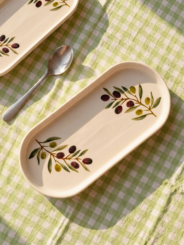 LCW HOME Zeytin Desenli Seramik Oval Sunum Tabağı
