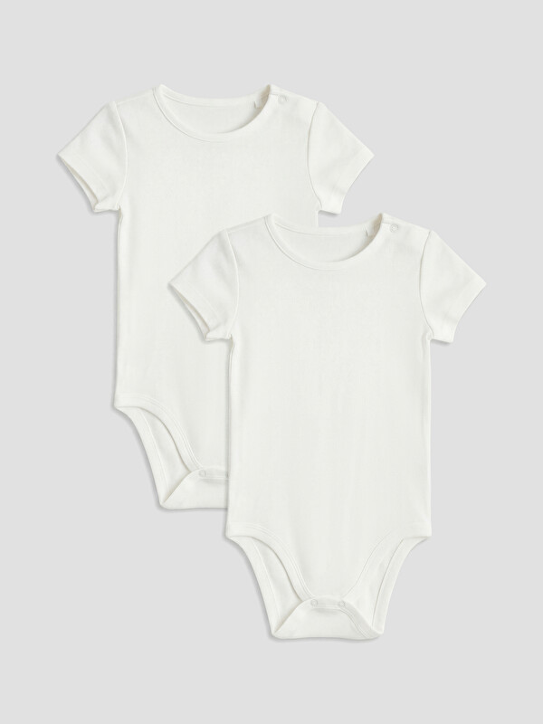 LC WAIKIKI Crew Neck Baby Girls' Snap Bodysuit 2 Pack