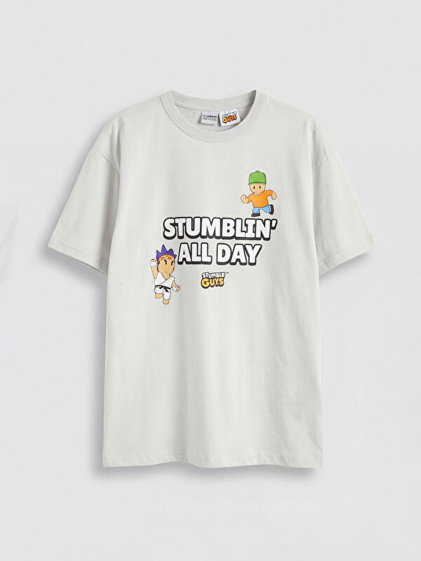 LCW Kids Bisiklet Yaka Stumble Guys Baskılı Erkek Çocuk Tişört