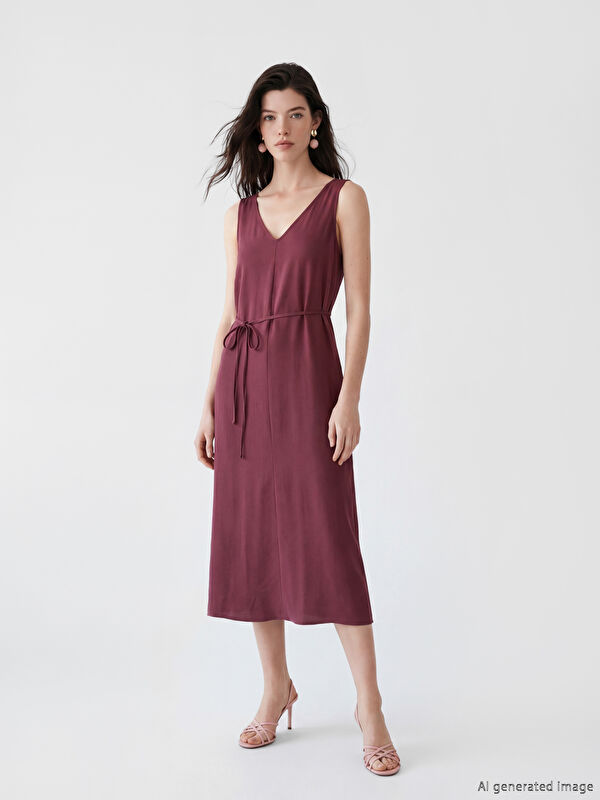 LCW Comfort V Yaka Modal Karışımlı Elbise