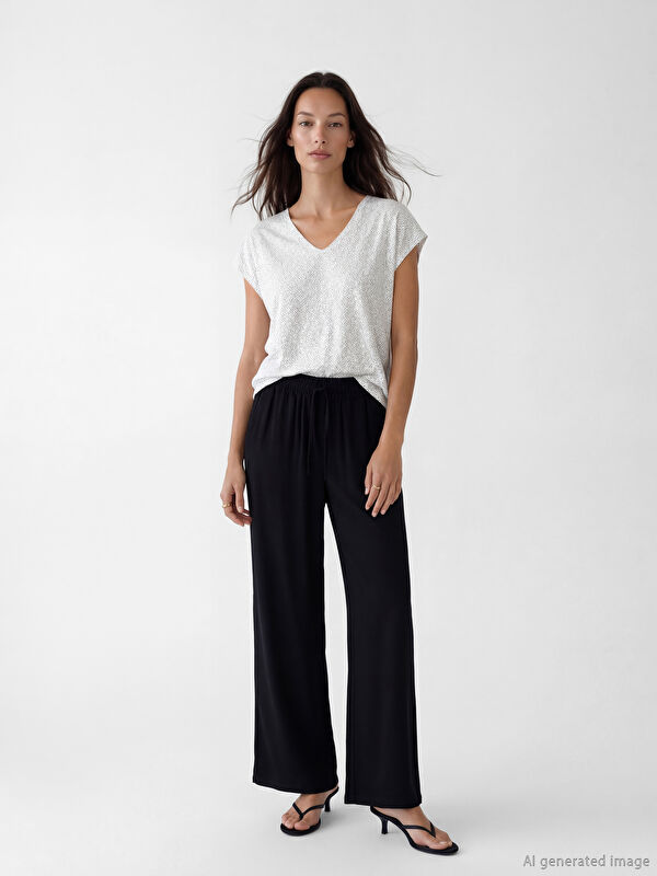 LCW EVERYDAY Beli Lastikli Geniş Paça Kadın Pantolon
