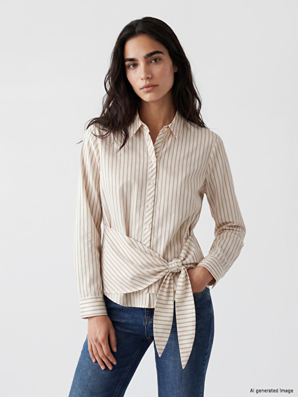 LCW Vision Striped Poplin Women's Shirt