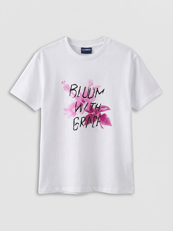 LCW Kids Crew Neck Printed Girls' T-Shirt