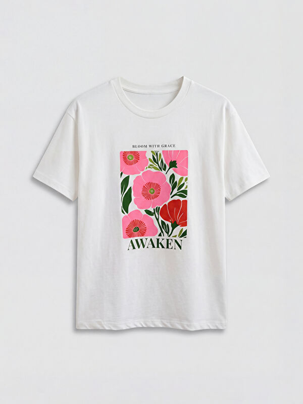 LCW Kids Crew Neck Printed Girls' T-Shirt