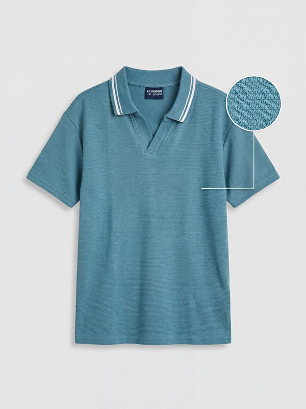 LCW Kids Polo Yaka Şerit Detaylı Erkek Çocuk Tişört
