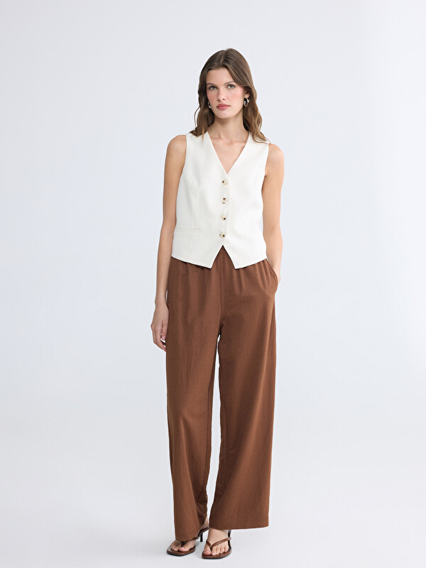 LC WAIKIKI Elastic Waist Wide Leg Women's Trousers