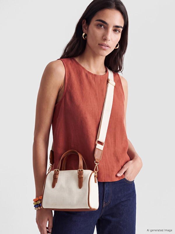 LCW ACCESSORIES Женская холщовая сумка на плечо с эффектом кожи