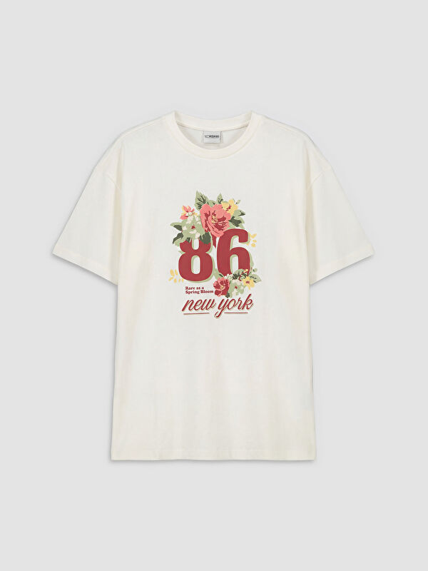 LCW Kids Crew Neck New York Printed Girls' T-Shirt