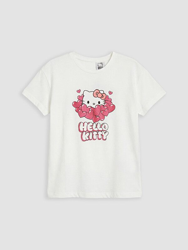 LCW Kids Bisiklet Yaka Hello Kitty Baskılı Kız Çocuk Tişört