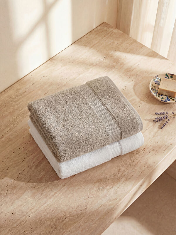 LCW HOME منشفة وجه مخططة مفصلة 2-قطعة 50x80 سم