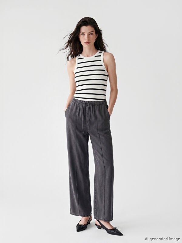 LCW Comfort Beli Lastikli Wideleg Kadın Jean Pantolon