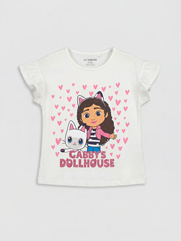 LCW Kids Bisiklet Yaka Gabby's Dollhouse Baskılı Kız Çocuk Tişört