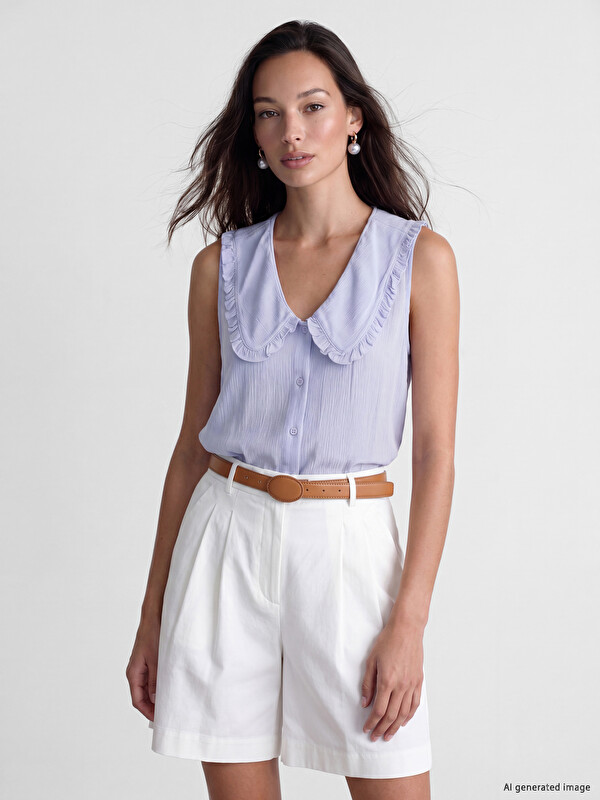 LCW EVERYDAY Naborana i teksturirana bluza sa Peter Pan kragnom