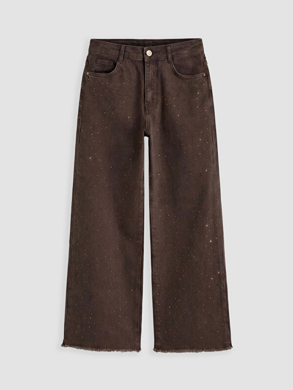 LCW Kids Wideleg Taşlı Kız Çocuk Jean Pantolon