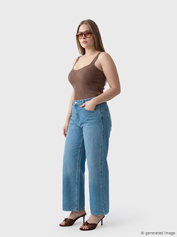 Soulife Petite Wideleg Kadın Jean Pantolon