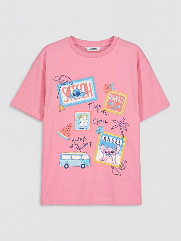 LCW Kids Stitch and Angel Printed Girls' T-Shirt