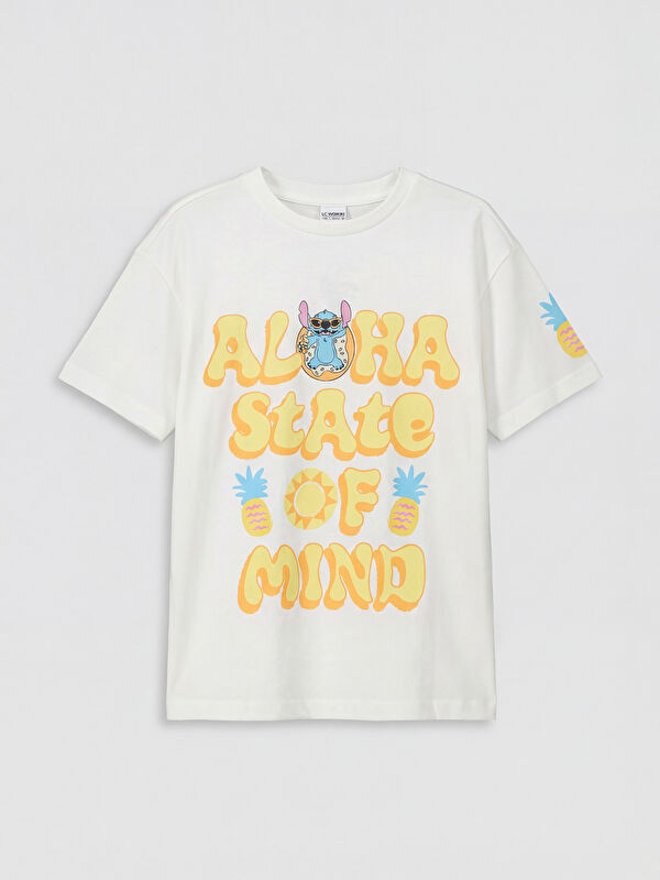 LCW Kids Stitch Printed Girls' T-Shirt