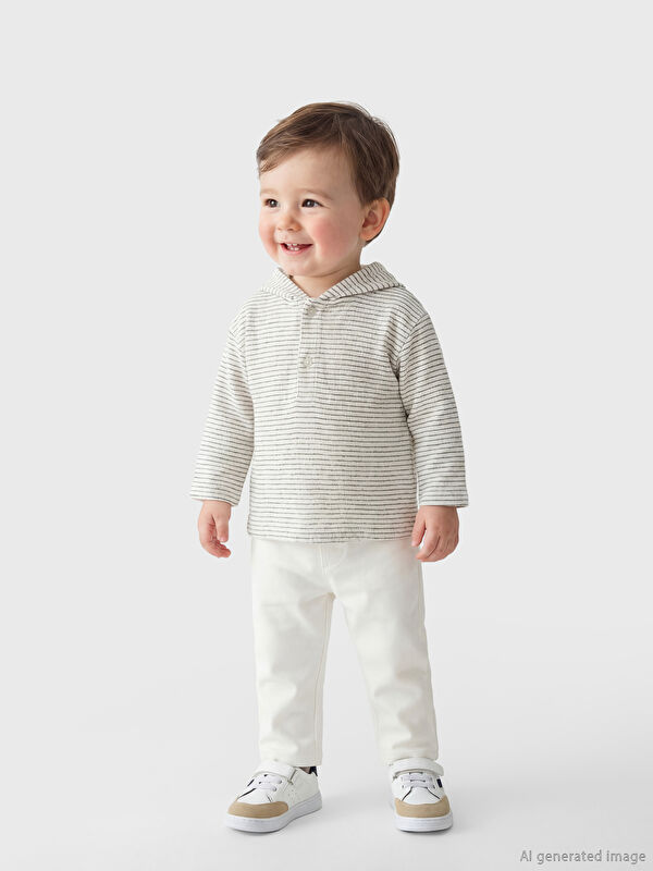 LCW baby Çizgili Erkek Bebek Sweatshirt ve Pantolon 