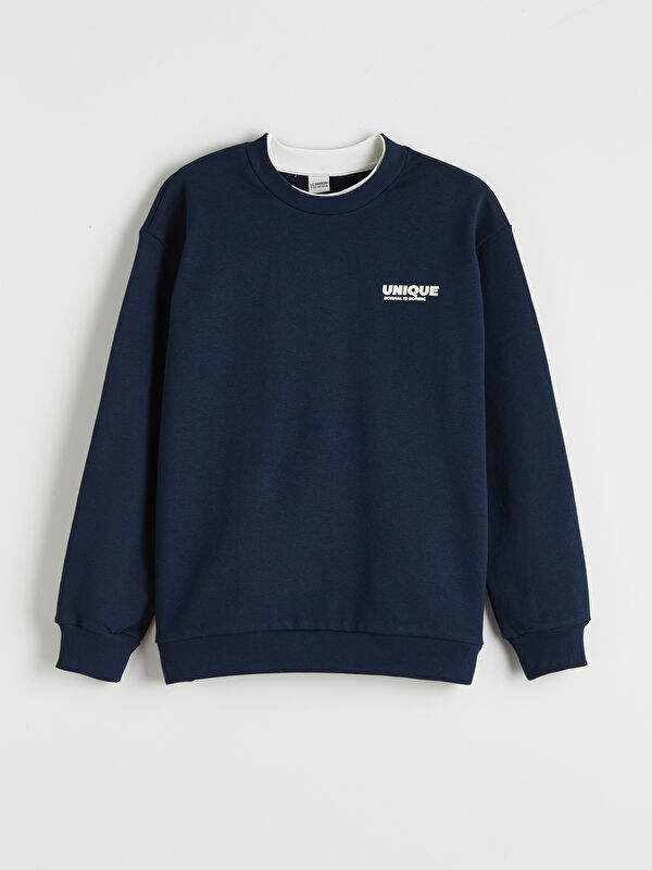 LCW Kids Bisiklet Yaka Baskılı Erkek Çocuk Sweatshirt