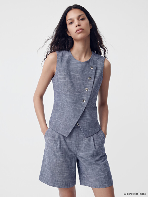 LCW Vision Woman Navy Suit Waistcoat